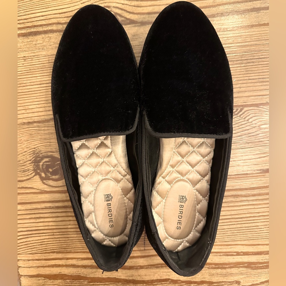 Birdies velvet slip ons